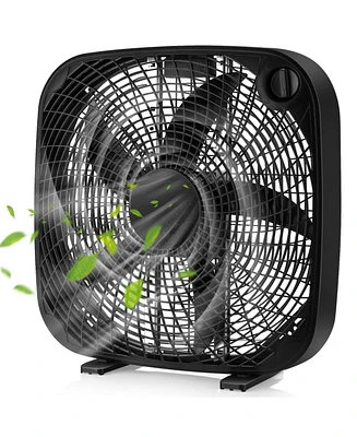 Slickblue 20 Inch Box Portable Floor Fan with 3 Speed Settings and Knob Control-Black