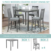 Streamdale Furniture Elegant 5-Piece Solid Wood Counter Height Dining Table Set