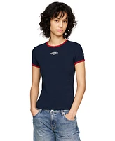 Tommy Jeans Women's Contrast-Edge Slim-Fit Logo T-Shirt