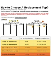 Yescom 11.7'x9.8' Canopy Top Replacement Coffee Liqueur for 2-Tier Sunjoy L-GZ288PST-4D Gazebo Cover