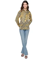 Karl Lagerfeld Paris Women's Oversized Printed Button-Down Top