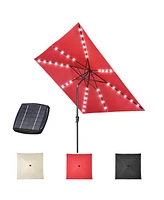 Yescom 10x10 Ft Led Light Patio Umbrella Solar Power 8-Rib Tilt Aluminum for Outdoor Yard Table Poolside, Usb Port Black