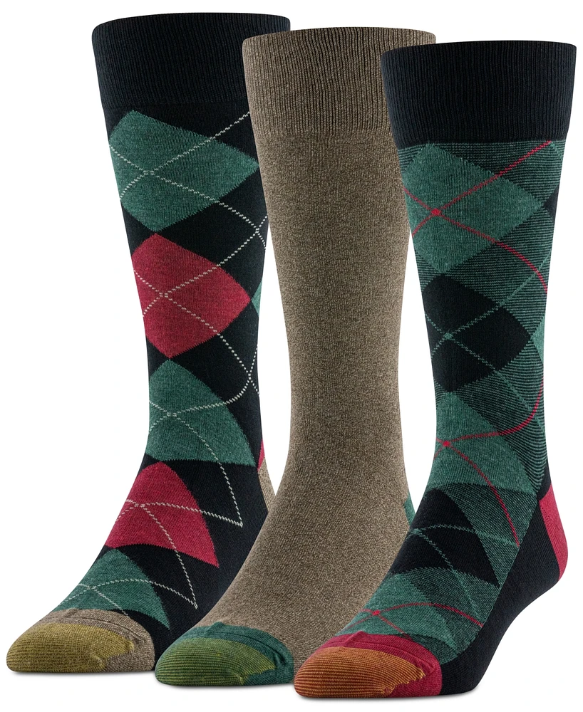 Gold Toe Men's Holiday Plaid Crew Dress Socks, 3-Pack