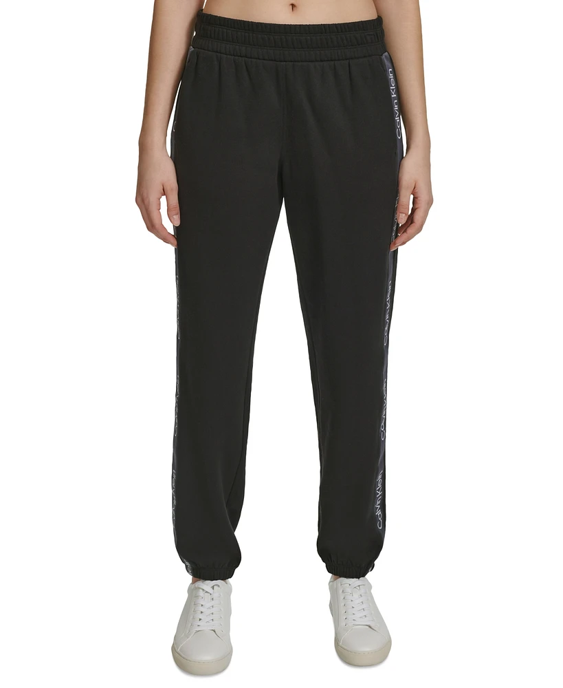 Calvin Klein Performance Women's Eco Fleece Logo Stripe Joggers