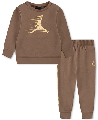 Jordan Little Boys Flight Mvp Fleece Crewneck Top & Jogger Pants, 2 Piece Set