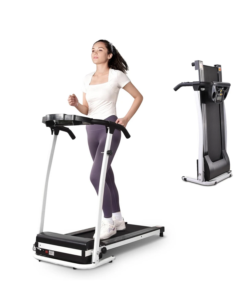 Yescom 1100W Folding Electric Treadmill Portable Power Motorized Machine Running Gym Fitness White