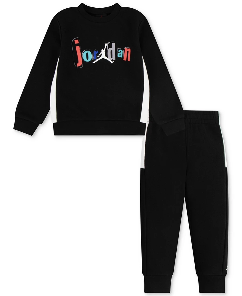 Jordan Toddler Boys Jumpman Team Blocked Crewneck Top & Jogger Pants, 2 Piece Set