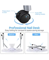 Byootique Portable Folding Manicure Nail Table Station Salon Desk Vented Beauty Spa