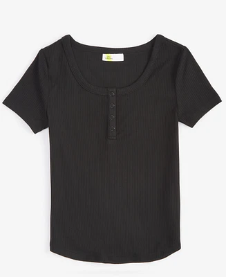 Epic Threads Girls Short-Sleeve Ribbed Henley Top, Created for Macy's
