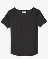 Epic Threads Girls Short-Sleeve Ribbed Henley Top, Created for Macy's