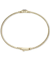 Onyx & White Topaz (1/5 ct. t.w.) Halo Woven Bangle Bracelet in 14k Gold-Plated Sterling Silver