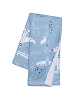 Bedtime Originals Little Aviator Blue/White Airplane Soft Fleece Baby Blanket