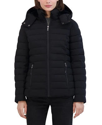 Nautica Women's Faux-Fur-Trim Hooded Packable Puffer Coat