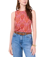 Vince Camuto Women's Paisley Crewneck Split Back Keyhole Tank Top