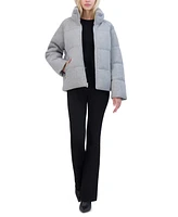 Tahari Women's Knit Faux-Fur-Collar Puffer Coat