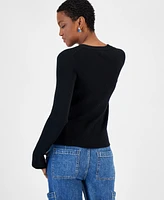 On 34th Women's V-Neck Ribbed Cardigan, Created for Macy's