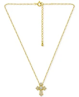 Giani Bernini Cubic Zirconia Pave Cross Pendant Necklace in 18k Gold-Plated Sterling Silver, 16" + 2" extender, Created for Macy's