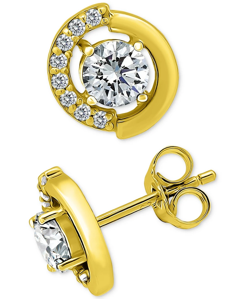 Giani Bernini Cubic Zirconia Asymmetric Circle Stud Earrings in 18k Gold-Plated Sterling Silver, Created for Macy's