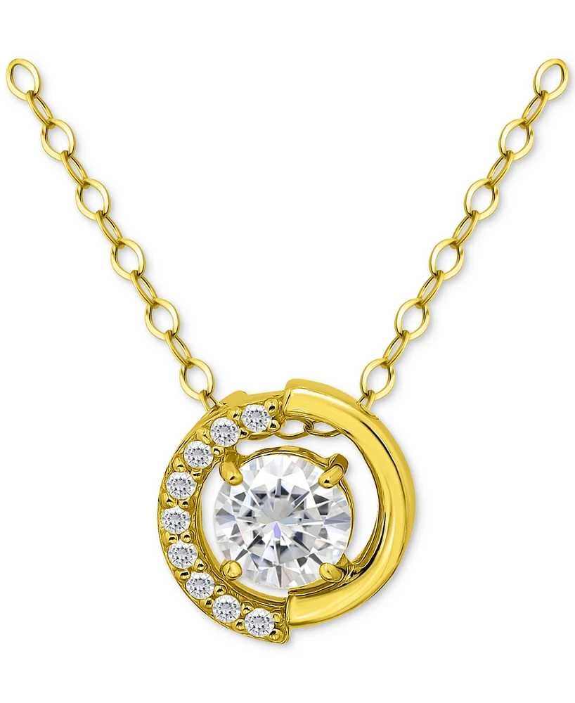 Giani Bernini Cubic Zirconia Asymmetric Halo Pendant Necklace in 18k Gold-Plated Sterling Silver, 16" + 2" extender, Created for Macy's