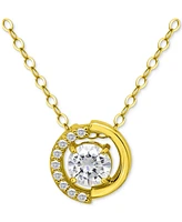 Giani Bernini Cubic Zirconia Asymmetric Halo Pendant Necklace in 18k Gold-Plated Sterling Silver, 16" + 2" extender, Created for Macy's