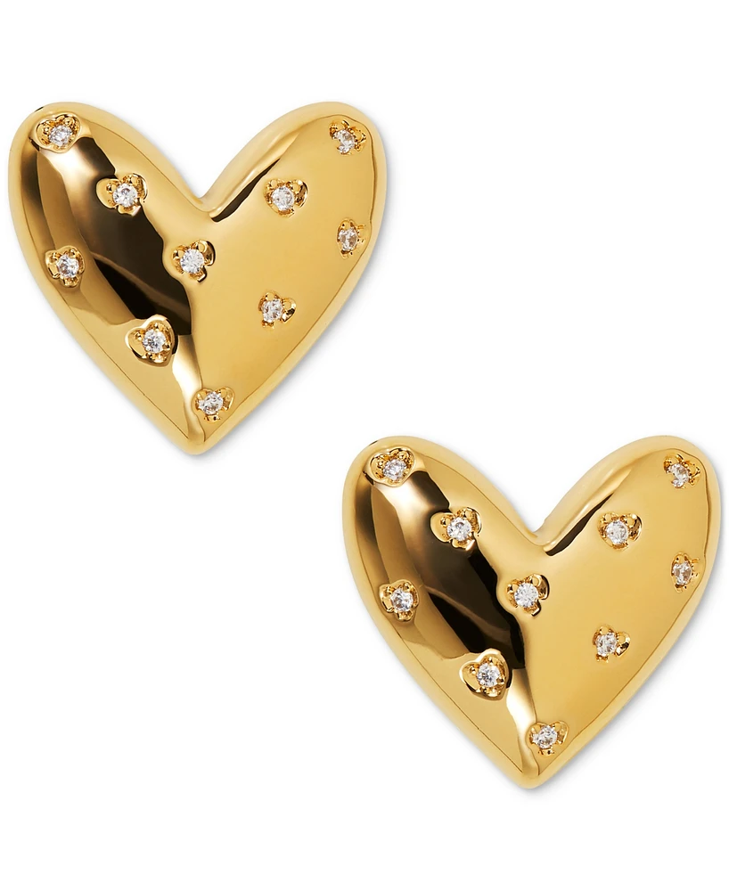 Ajoa by Nadri 18k Gold-Plated Pave Heart Stud Earrings