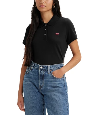 Levi's Women's Crown-Logo Shirt-Sleeve Polo Shirt