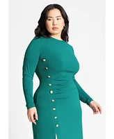 Eloquii Plus Button Detail Midi Dress