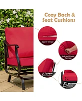 3 Piece Patio Rocking Chair Set with Coffee Table