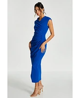 Quiz Women's Scuba Crepe Maxi Dress With Wrap Button Detail