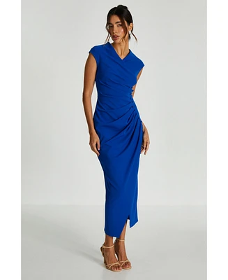 Quiz Women's Scuba Crepe Maxi Dress With Wrap Button Detail