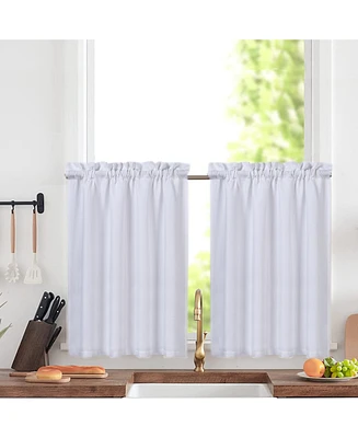 Caromio Waffle Weave Rod Pocket Kitchen Tier Window Curtain Pair, 60" x 45"