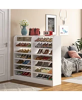 Tribesigns Shoe Rack for Entryway, 8-Tier Tall Shoe Shelf Shoes Storage Organizer, Wooden Shoe Storage Cabinet Shoe Stand for Closet, Hallway, Living
