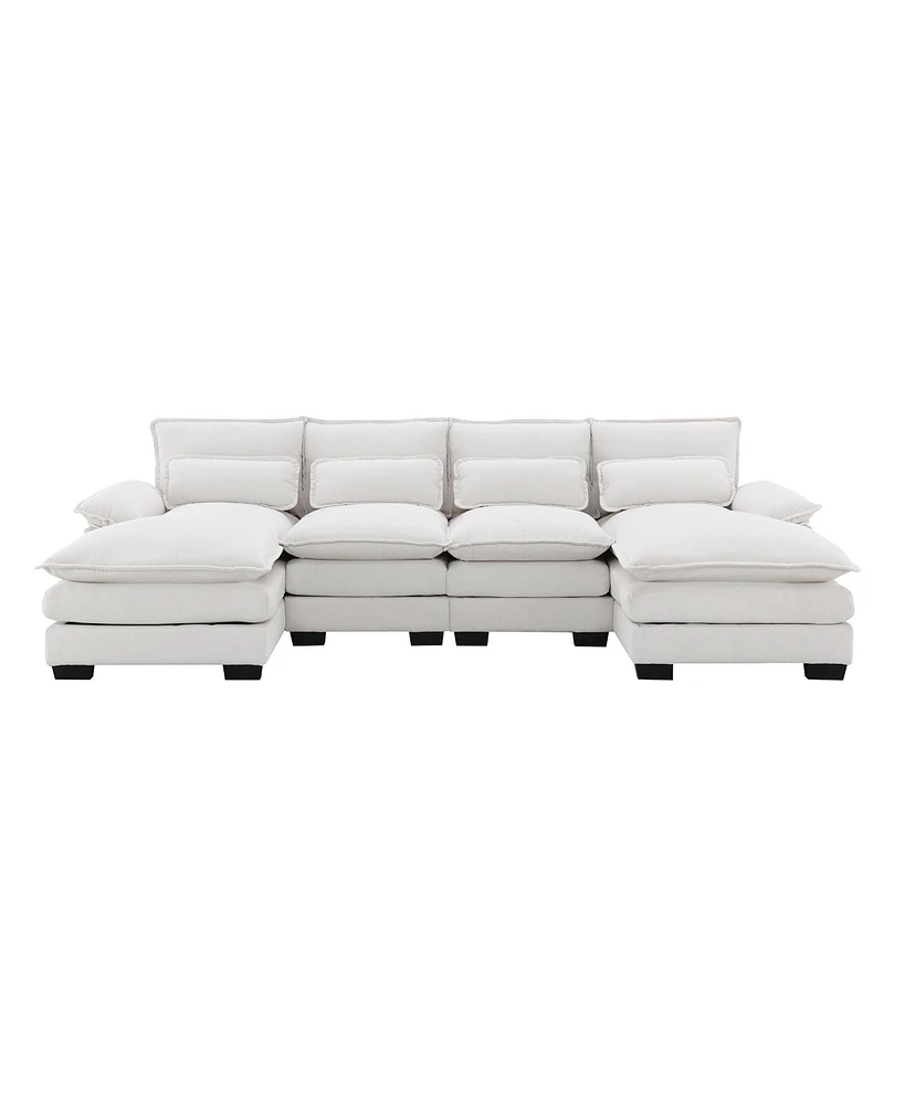 Mondawe 109.8x55.9" Modern U-shaped Sectional Sofa with Waist Pillows,6