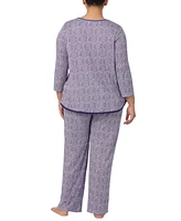 Ellen Tracy Plus 2-Pc. Printed 3/4-Sleeve Pajamas Set