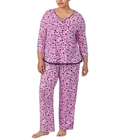 Ellen Tracy Plus Size 2-Pc. Printed 3/4-Sleeve Pajamas Set