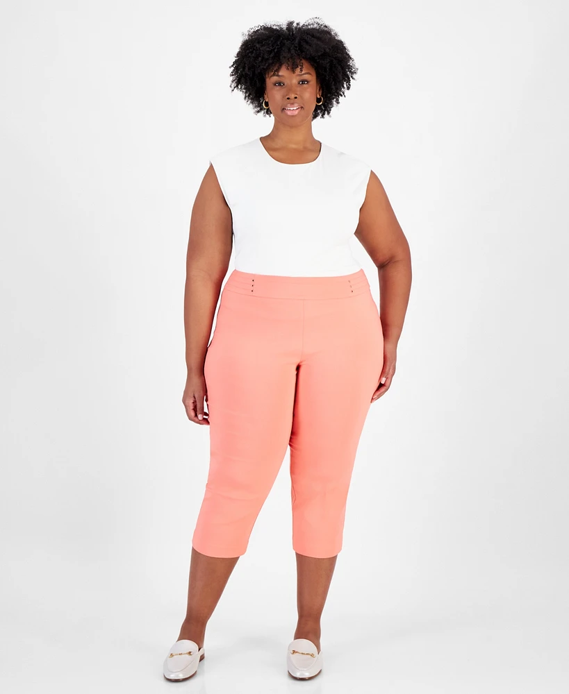 Jm Collection Plus Tummy Control Pull-On Capri Pants, Created for Macy's
