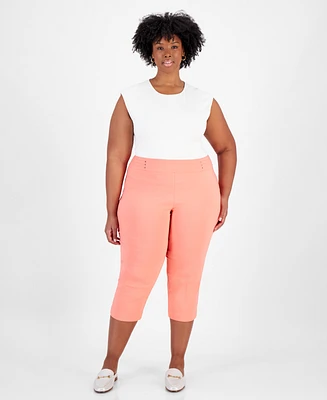 Jm Collection Plus Tummy Control Pull-On Capri Pants, Created for Macy's