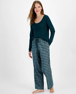 Charter Club Women's Cotton Flannel Plaid Pajama Pants, Created for Macy's