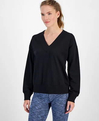 Id Ideology Women's Fleece V-Neck Sweatshirt, Created for Macy's