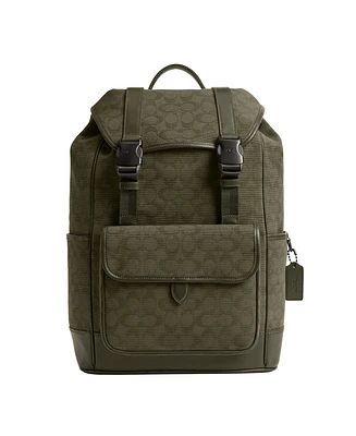 Coach Men's League Flap In Signature Canvas Jacquard Backpack