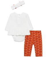 Little Me Baby Cotton Sweetie-Pie Bodysuit, Headband & Dot-Print Pants, 3 Piece Set