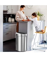 iTouchless Stainless Steel Semi-Round Open Top Trash Can, Silver