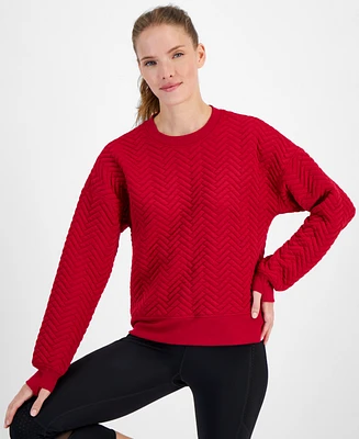 Id Ideology Women's Relaxed Quilted Crewneck Pullover, Created for Macy's