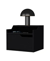 Fm Furniture Florence Floating Nightstand with Drawer and Dual-Shelf Display