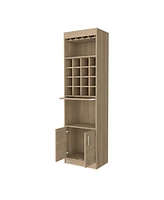 Fm Furniture Myers Bar Cabinet, Two Shelves, Double Door Cabinet, Six Built-in Wine Rack