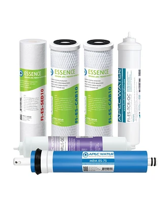 Apec Water Systems Apec Ro Replacement Filters Complete Filter Set for Essence 75 Gpd Ph Reverse Osmosis 6-Stage Systems (Stages 1-6) - Assorted Pre