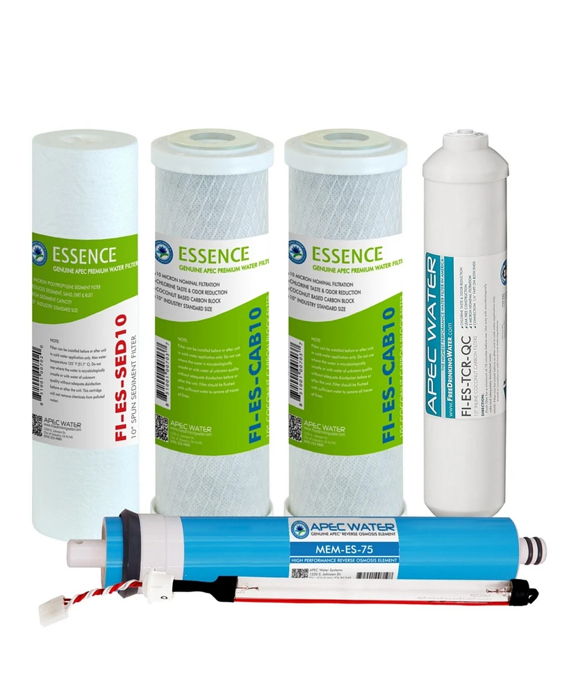 Apec Water Systems Apec Ro Replacement Filters Complete Filter Set for Essence 75 Gpd Roes-UV75 UV Reverse Osmosis 6-Stage Systems (Stages 1-6)