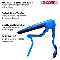 5 Core Capo Acoustic Electric Guitar 6 String Quick And Easy Adjustment Classic Clip