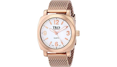 Tko Women's Rose Gold Milano Boyfriend Watch with Rose Gold Mesh Bracelet