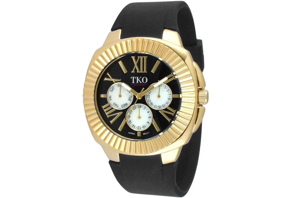 Tko Women's Gold-Tone Multi-Function Watch with Soft Silicone Rubber Band